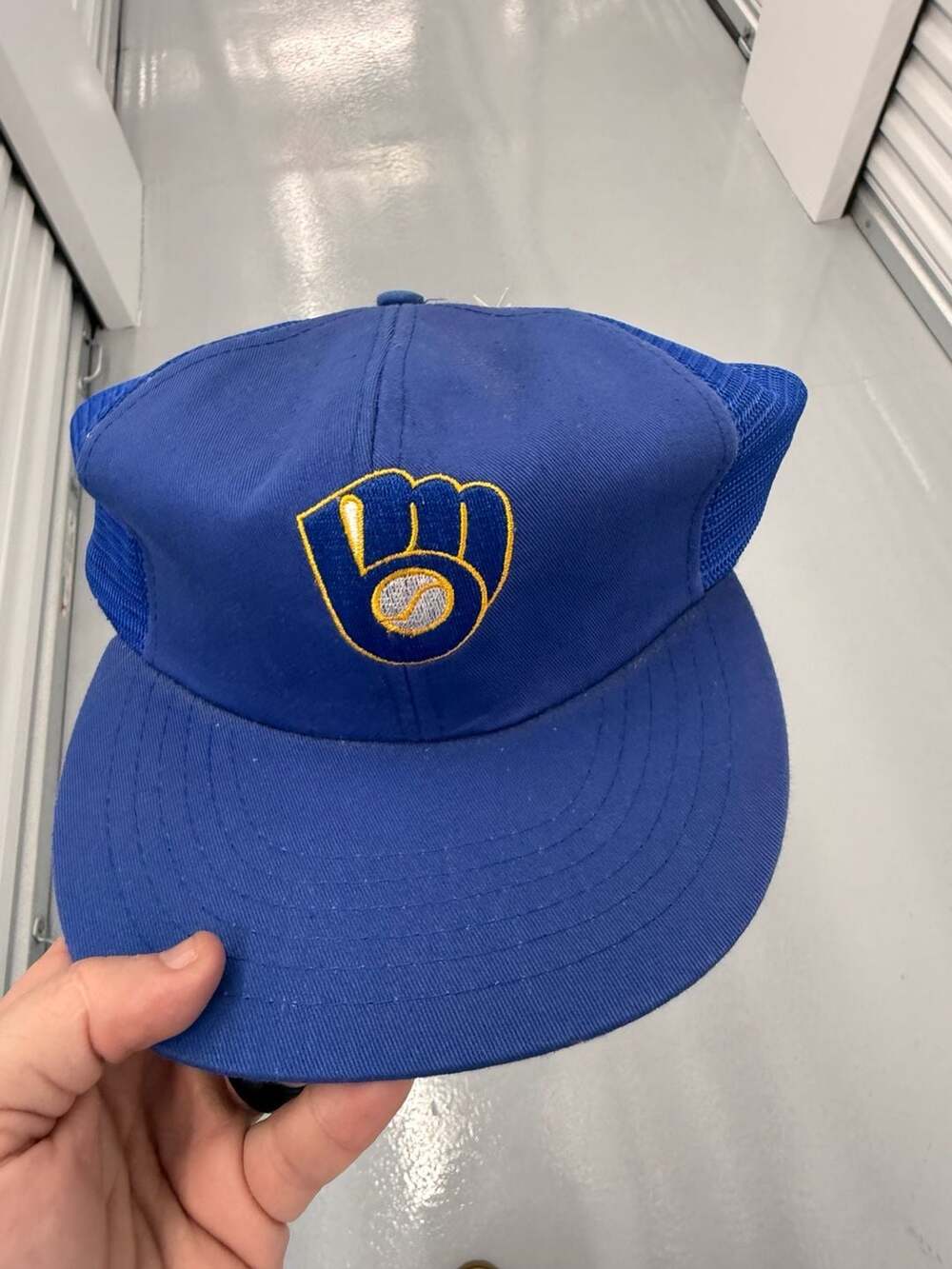 Vintage Milwaukee Brewers Trucker Hat Blue Mesh Snapback